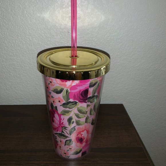 Pink Floral Plastic Tumbler - Picture 2 of 5